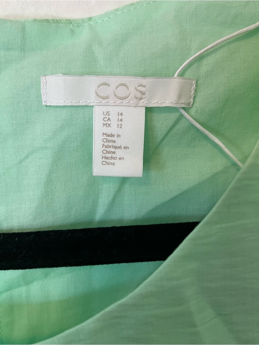 COS Women's Green Sleeveless Drape Knot Top Zip Back Usha Doshi Collab Size 14 - Picture 9 of 9